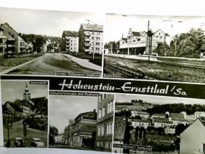 Hohenstein - Ernstthal in Sachsen. Alte Mehrbild AK s/w. Ernst-Thälmann-Siedlung, Bahnhof, Altmar...