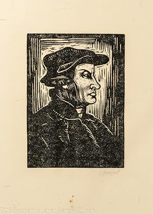 Portrait von Ulrich Zwingli (Brustbild im Profil).