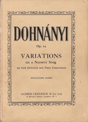 Imagen del vendedor de Variations on a Nursery Song. For full orchestra and piano concertante. Miniature score a la venta por WeBuyBooks