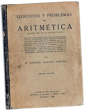 Imagen del vendedor de EJERCICIOS Y PROBLEMAS DE ARITMTICA ORIGINALES EN SU MAYOR PARTE a la venta por Librera Dilogo