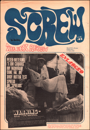 Imagen del vendedor de Screw : The Sex Review, Vol. 1, No. 7 (March 21, 1969) a la venta por Specific Object / David Platzker