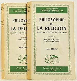 Bild des Verkufers fr Philosophie de la religion. Essai sur la signification du christianisme. 2 volumes. zum Verkauf von Antiquariaat Isis