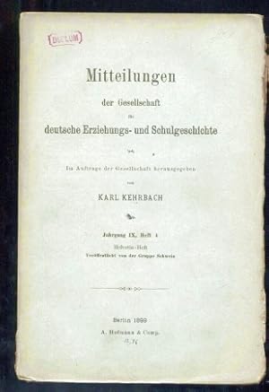 Bild des Verkufers fr Mitteilungen der Gesellschaft fr deutsche Erziehungs- und zum Verkauf von Clivia Mueller