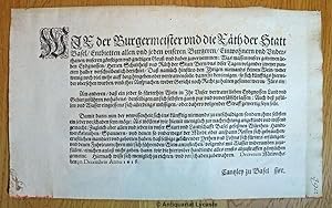 Basel 1618: Dekret / Verordnung, Wein und Weinhandel betreffend.