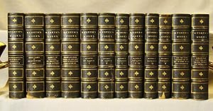 Works of John Ruskin. 12 volumes in half black gilt paneled morocco & marbled boards, 1886.