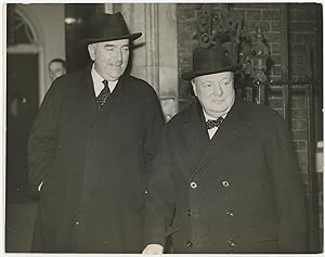 An original wartime press photograph of British Prime Minister Winston S. Churchill and Australia...