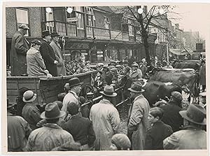 CHURCHILL SPEAKS TO THE FARMERS - An original press photograph of Winston S. Churchill giving a s...