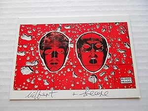 Gilbert and George Blood Heads 1989 postcard (signed by Gilbert and George on front)