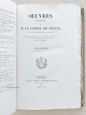 Seller image for Oeuvres compltes de M. le Comte de Sgur Tome XIII Mlanges for sale by Librairie du Bassin