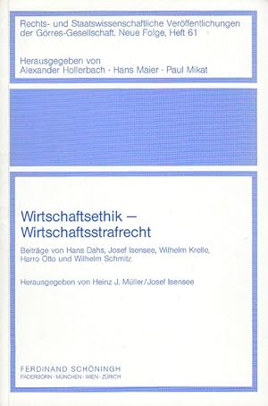 Immagine del venditore per Wirtschaftsethik - Wirtschaftsstrafrecht. Rechts- und staatswissenschaftliche Verffentlichungen der Grres-Gesellschaft N.F. 61. venduto da Fundus-Online GbR Borkert Schwarz Zerfa