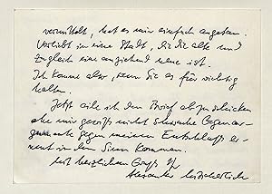 Bild des Verk�ufers f�r Eigenh. Briefkarte mit U. zum Verkauf von Eberhard K�stler Autographen&B�cher oHG