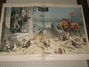 Seller image for 1881 Puck Lithograph of "Sic 'Em!" - Irish Leader Charles Parnell "Let Loose the Dogs of War" - British Lion - Irish Independence for sale by rareviewbooks