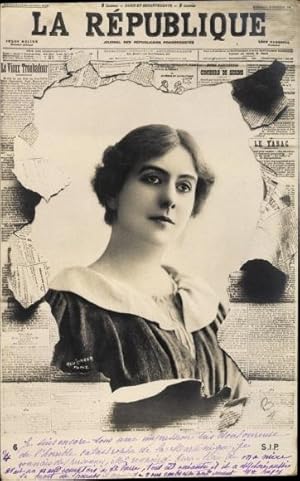 Zeitungs Ansichtskarte / Postkarte La Republique, Portrait einer Frau