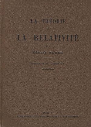 Bild des Verkufers fr Thorie de la relativit. zum Verkauf von Inanna Rare Books Ltd.