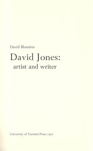 Bild des Verkufers fr David Jones: Artist and Writer. zum Verkauf von Inanna Rare Books Ltd.