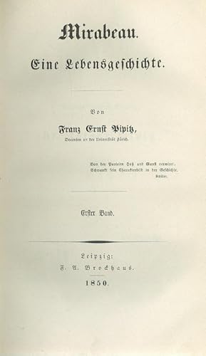 Bild des Verkufers fr Mirabeau - Eine Lebensgeschichte. zum Verkauf von Inanna Rare Books Ltd.