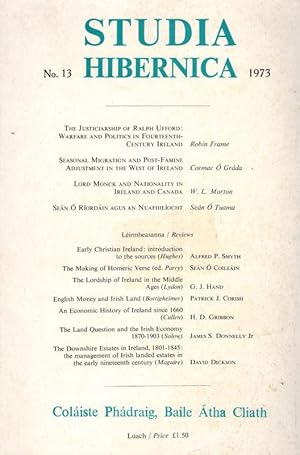 Bild des Verk�ufers f�r Studia Hibernica - no 13. zum Verkauf von Inanna Rare Books Ltd.