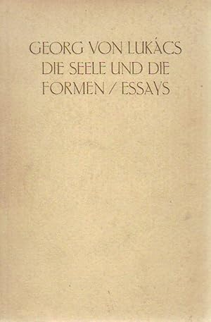 Image du vendeur pour Die Seele und Die Formen - Essays. mis en vente par Inanna Rare Books Ltd.