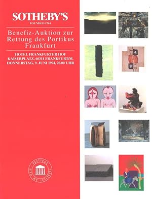 Imagen del vendedor de Benefiz-Auktion zur Rettung des Portikus Frankfurt. Hotel Frankfurter Hof, Kaiserplatz, 60311 Frankfurt/M. Donnerstag, 9.juni 1994, 20.00 Uhr. a la venta por Inanna Rare Books Ltd.