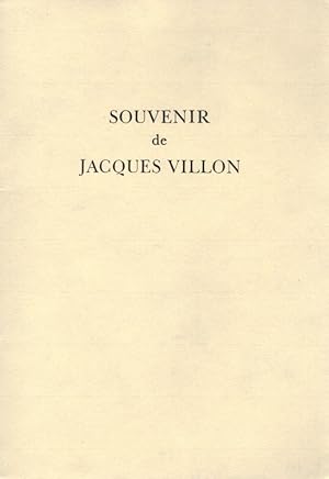 Seller image for Souvenirs de Jacques Villon. for sale by Inanna Rare Books Ltd.