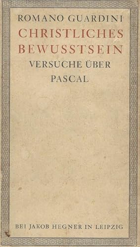 Bild des Verkufers fr Christliches Bewutsein. Versuche ber Pascal. zum Verkauf von Inanna Rare Books Ltd.