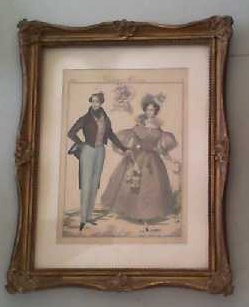 Modekupfer " Costumes Parisiens" No 17gerahmt, von 1833