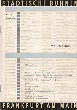 Bild des Verkufers fr Programmheft Friedrich Schiller MARIA STUART 20. Februar 1959 Grosses Haus Spielzeit 1958 / 59 Heft 9 zum Verkauf von Programmhefte24 Schauspiel und Musiktheater der letzten 150 Jahre