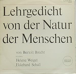 Bild des Verkufers fr Lehrgedicht von der Natur der Menschen - von Bertolt Brecht Es lesen Helene Weigel, Ekkehard Schall zum Verkauf von Licus Media