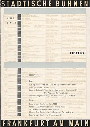 Bild des Verkufers fr Programmheft Ludwig van Beethoven FIDELIO Spielzeit 1959 / 60 Heft 2 zum Verkauf von Programmhefte24 Schauspiel und Musiktheater der letzten 150 Jahre