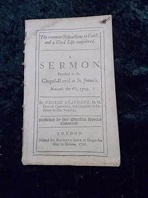 Imagen del vendedor de THE COMMON OBSTRUCTIONS TO FAITH, AND A GOOD LIFE CONSIDERED. A SERMON [ON LUKE XXIV. 25]. a la venta por Gage Postal Books