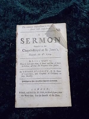 Seller image for THE COMMON OBSTRUCTIONS TO FAITH, AND A GOOD LIFE CONSIDERED. A SERMON [ON LUKE XXIV. 25]. for sale by Gage Postal Books