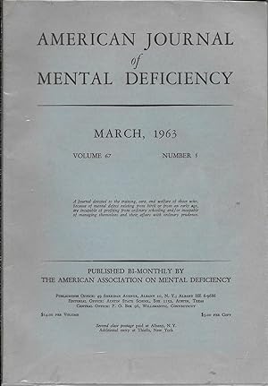 Seller image for American Journal of Mental Deficiency - March, 1963, Volume 67, Number 5 for sale by Charing Cross Road Booksellers