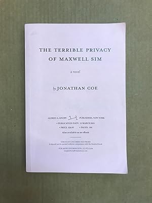 Imagen del vendedor de The Terrible Privacy of Maxwell Sim, a Novel a la venta por Fahrenheit's Books