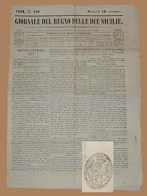 Giornale del Regno delle Due Sicilie 14 Set 1842 Melilli Ferdinando II Prigioni