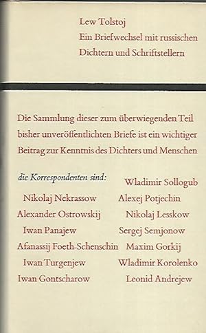 Lew Tolstoj. Ein Briefwechsel mit russischen Dichtern und Schriftstellern. Ausgewählt und ins Deu...