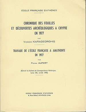 Seller image for Chronique des fouilles et dcouvertes archologiques  Chypre en 1977 for sale by Librairie Archaion