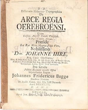 Imagen del vendedor de Dissertatio historico-topographica de arce regia Oerebronsi. a la venta por Centralantikvariatet