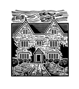 Wood-engraving of Kelmscott Manor,