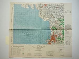 Army Map Service Contour Map of Omuta, Kyushu Japan (1945)