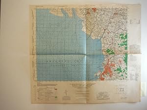 Army Map Service WW II Contour Map of Omuta, Kyushu Japan (1945)