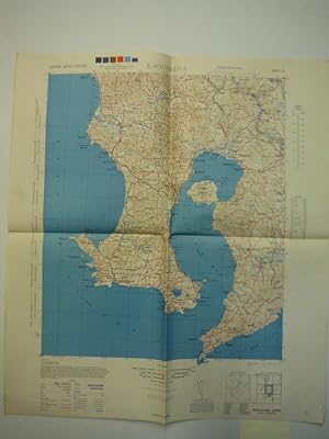 Army Map Service Contour Map of Kagoshima , Central Japan (1944)