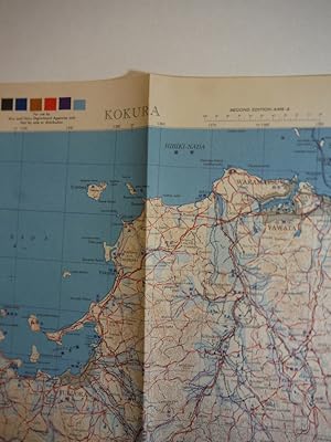 Army Map Service WW II Contour Map of Kokura Central Japan (1945)