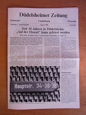 Immagine del venditore per Ddelsheimer Zeitung. Informativ, unabhngig, einmalig. Jahrgang 1, Sonderausgabe, August 1986. Titel: Seit 30 Jahren in Ddelsheim: "Auf der Hosset" kann gefeiert werden. Beate Kuhn, Bernhard Vogler, Ursula und Karl Scheid laden im August ein venduto da Antiquariat Weber