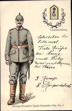 Regiment Ansichtskarte / Postkarte Königin Elisabeth Garde Grenadier Regiment No. 3 Charlottenbur...