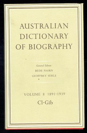 Seller image for Australian Dictionary of Biography Volume 8. 1891-1939 CL-Gib for sale by Sonnets And Symphonies