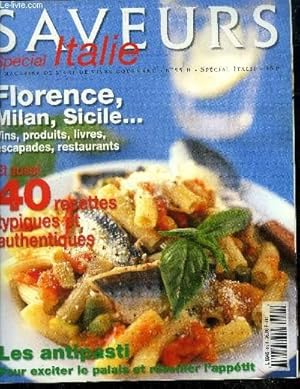 Bild des Verkufers fr Saveurs n 95 H - Spcial Italie : Les antipasti pour exciter le palais et ouvrir l'apptit - Florence, un vritable chef-d'oeuvre - Sicile, une le au temprament de feu - Recettes : Crostini au chou noir - Ptes aux herbes - Pizza  la saucisse . zum Verkauf von Le-Livre