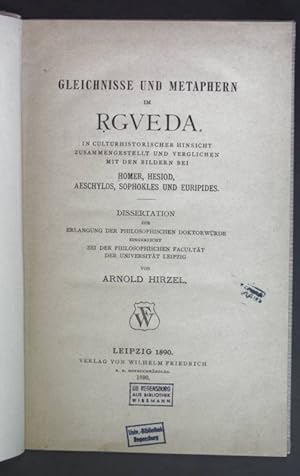 Bild des Verkufers fr Gleichnisse und Metaphern im RGVEDA. Dissertation. zum Verkauf von books4less (Versandantiquariat Petra Gros GmbH & Co. KG)