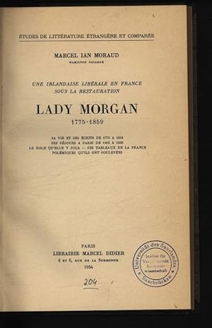 Bild des Verkufers fr Lady Morgan 1775-1859. zum Verkauf von Antiquariat Bookfarm