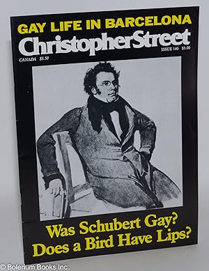 Immagine del venditore per Christopher Street: vol. 12, #8, October 1989, whole #140; Was Schubert Gay? Does a Bird Have Lips venduto da Bolerium Books Inc.