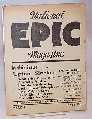Seller image for National Epic Magazine: Official Publication of the National Epic League, Inc.; Vol. 1 No. 1, March 1936 for sale by Bolerium Books Inc.